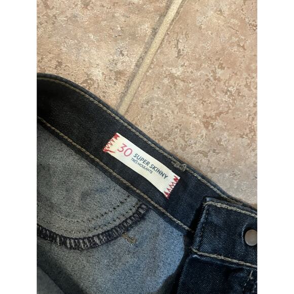 Lands End 30 Stretch Canvas Dark Blue Lightweight Super Skinny Denim Ankle Jeans - Picture 11 of 13